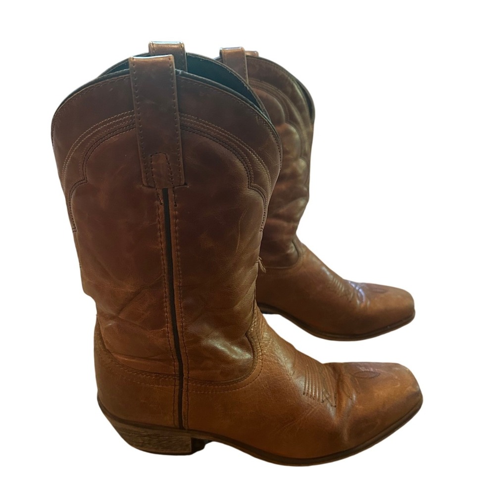 Dingo Brown Leather‎ Square Toe Western Cowboy Boots Men's 8.5